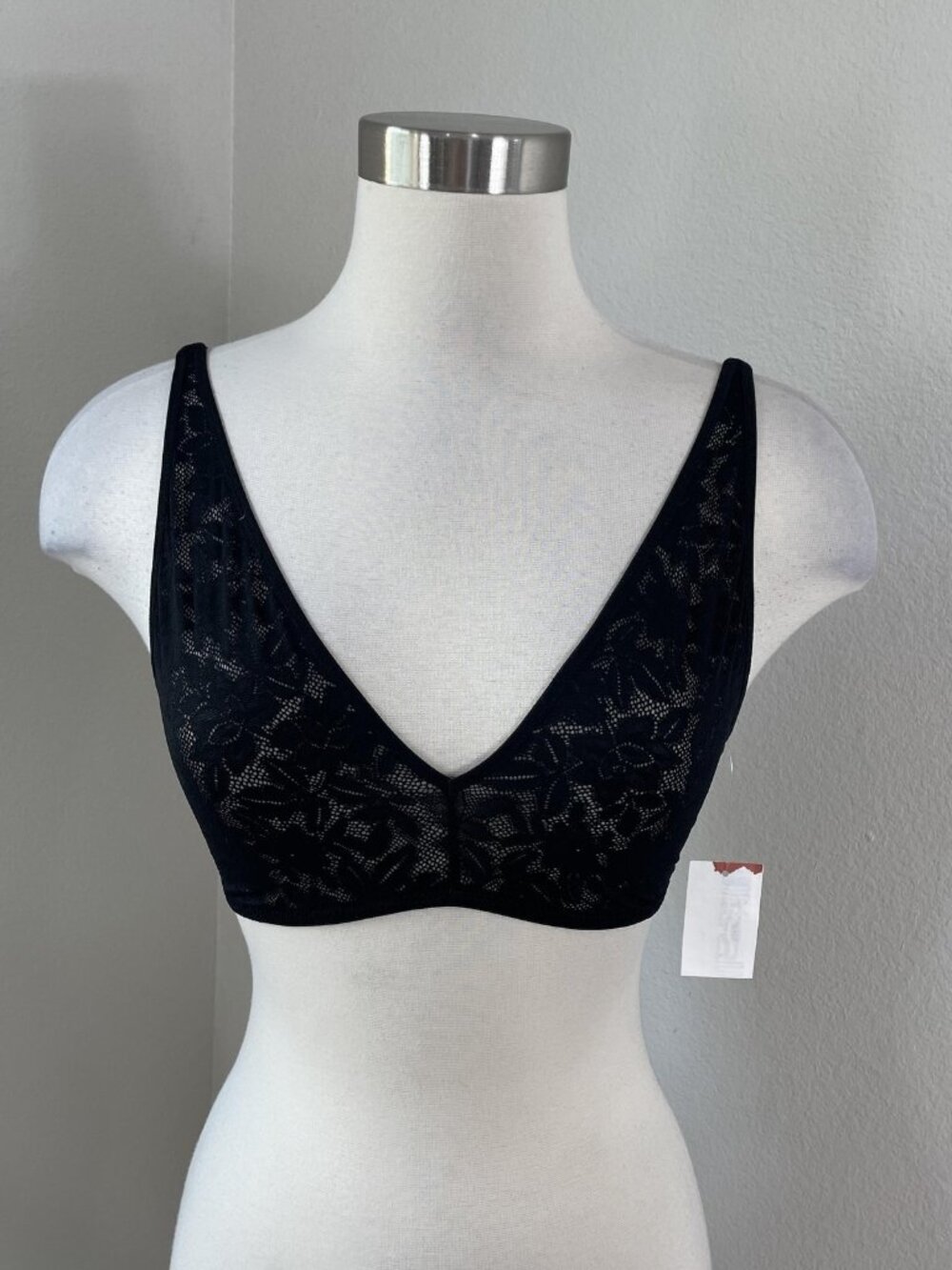 NEW State Of Day Bra Bralette Womens Small Black Lace Wireless Sheer Unlined‎